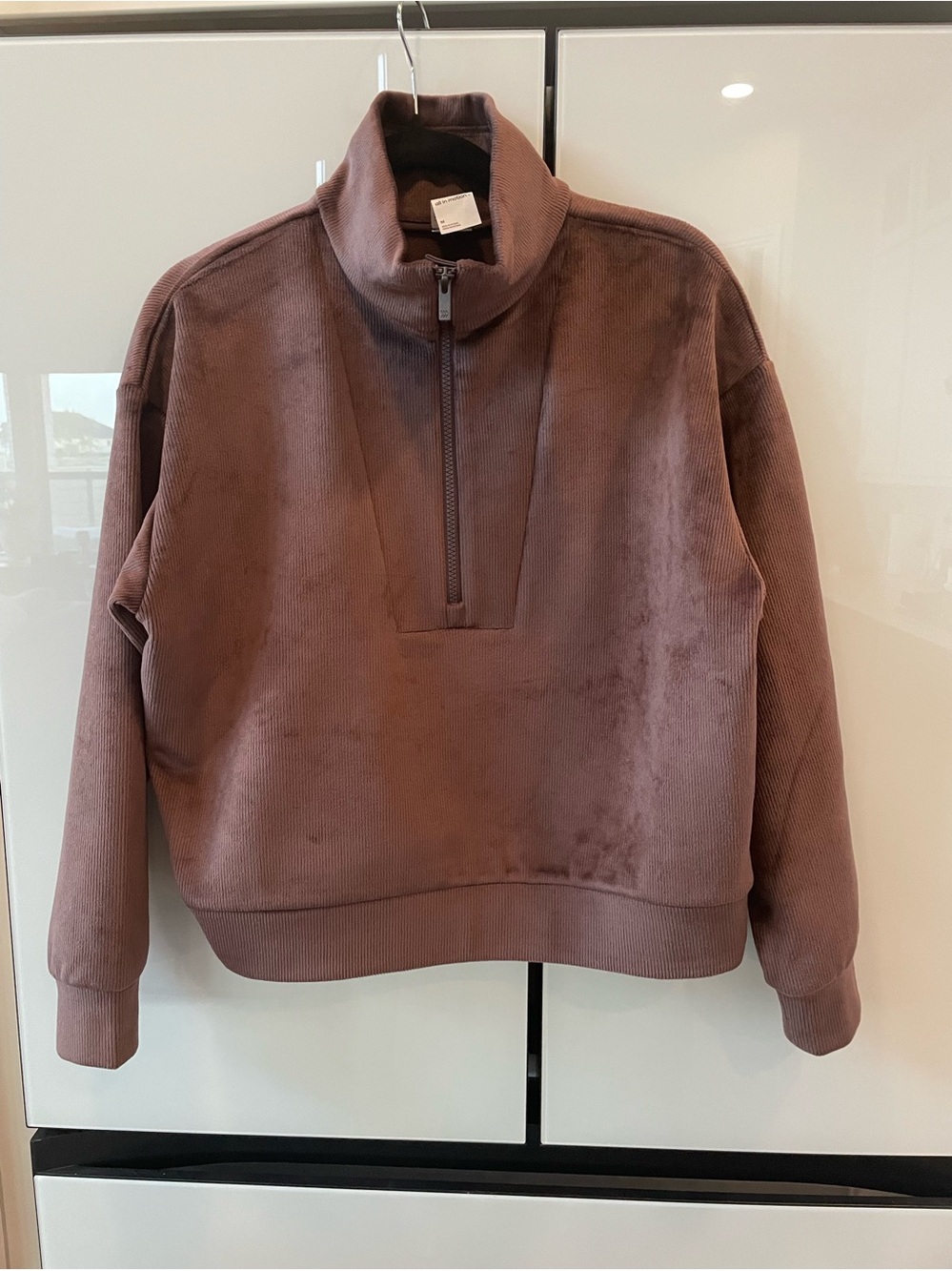 Velour Ribbed 1/2 Zip Sweatshirt